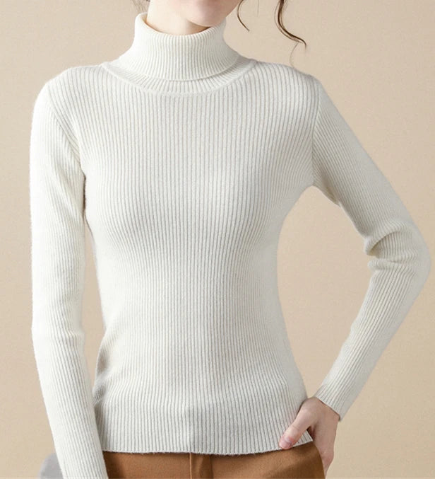 Women's Turtleneck Sweater, Soft Knit Long Sleeve Pullover Jumper