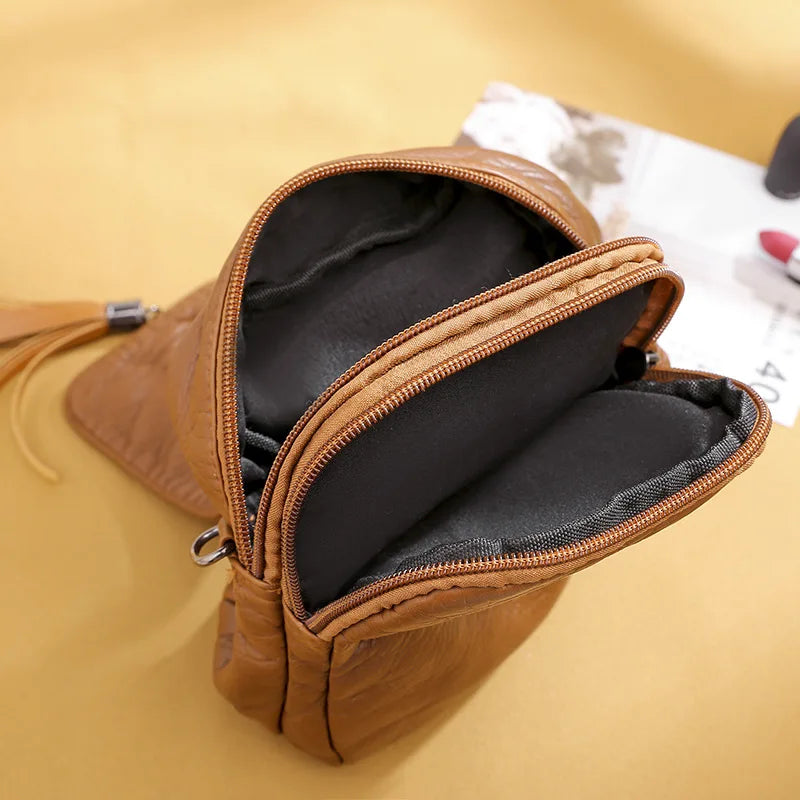 Women's Washed Faux Leather Mini Crossbody Bag, view 3