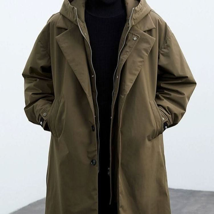 Men's Long Overcoat, Hooded Water Resistant Windbreaker Winter Jacket