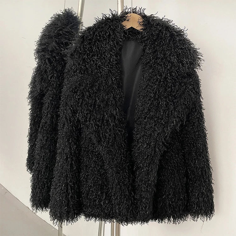 Women's Faux Fur Jacket, Long Sleeve Thick Warm Fluffy Coat