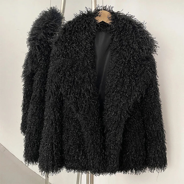 Women's Faux Fur Jacket, Long Sleeve Thick Warm Fluffy Coat