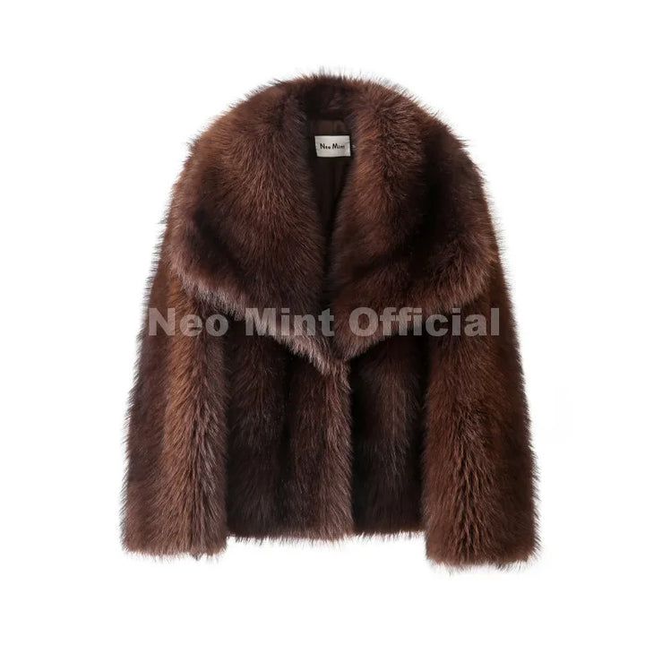 Women's Striped Faux Fur Jacket, Fluffy Collar Warm Winter Coat