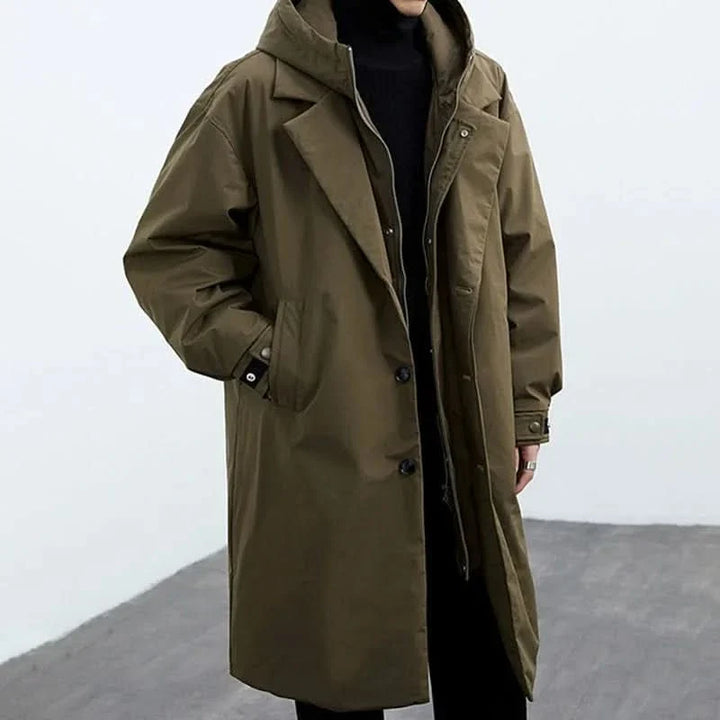 Men's Long Overcoat, Hooded Water Resistant Windbreaker Winter Jacket