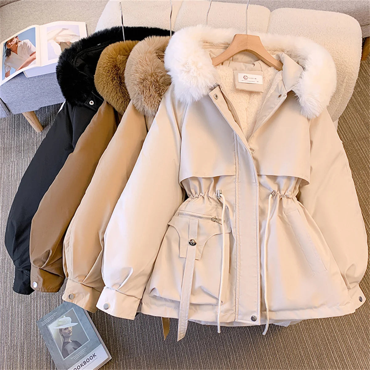 Women's Hooded Drawstring-Waist Puffer Jacket, view 2