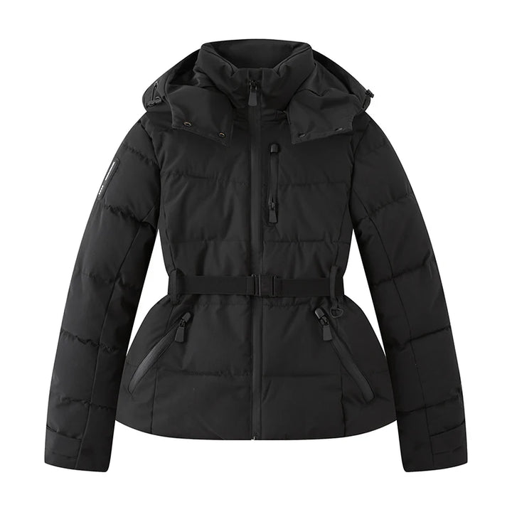Women's Winter Coat, Hooded Belted Padded Puffer Parka with Pockets