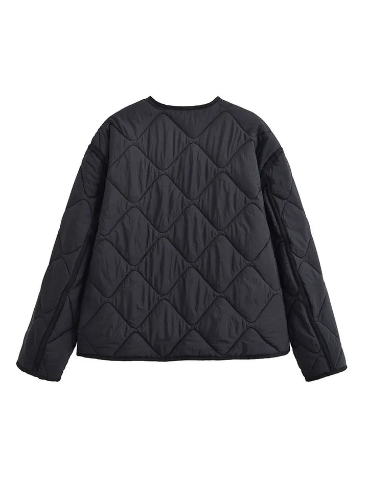 Women's Short Jacket, Collarless Button Front Casual Fall Coat
