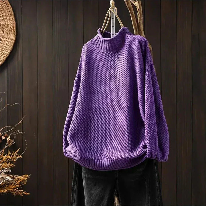 Women's Mock Neck Sweater, Ribbed Knit Long Sleeve Pullover