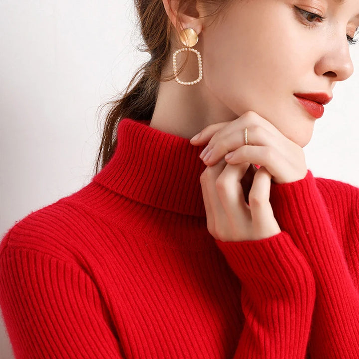 Women's Turtleneck Sweater, Soft Knit Long Sleeve Pullover Jumper