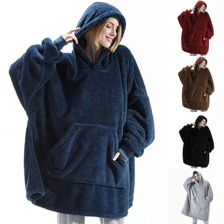 Women's Fleece Pullover, Hooded Oversized Sherpa Sweatshirt Top