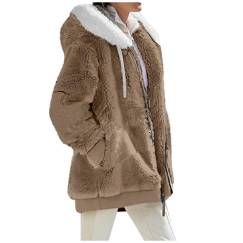 Women's Fleece Jacket, Hooded Full Zip Warm Winter Coat Plus Size