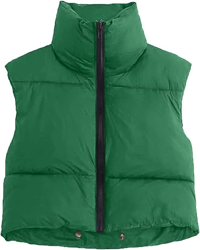 Women's Quilted Vest, Sleeveless Stand Collar Warm Padded Gilet