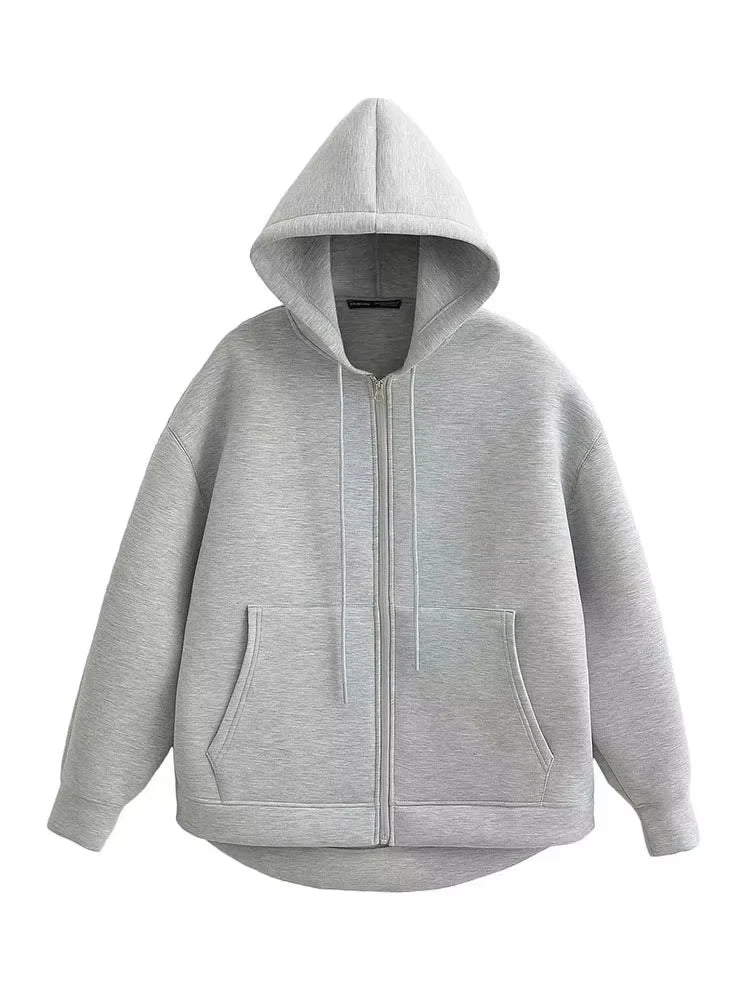 Women's Oversized Zip-Up Hoodie with Pockets, view 4