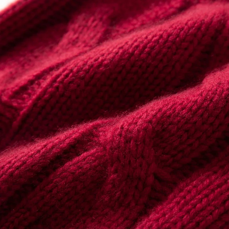 Women's Chunky Cable Cashmere Beanie with Ribbed Cuff, view 20
