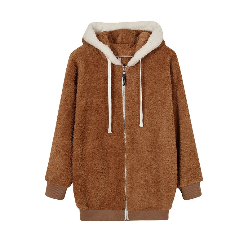 Women's Brushed Fleece Full-Zip Hooded Jacket, view 4