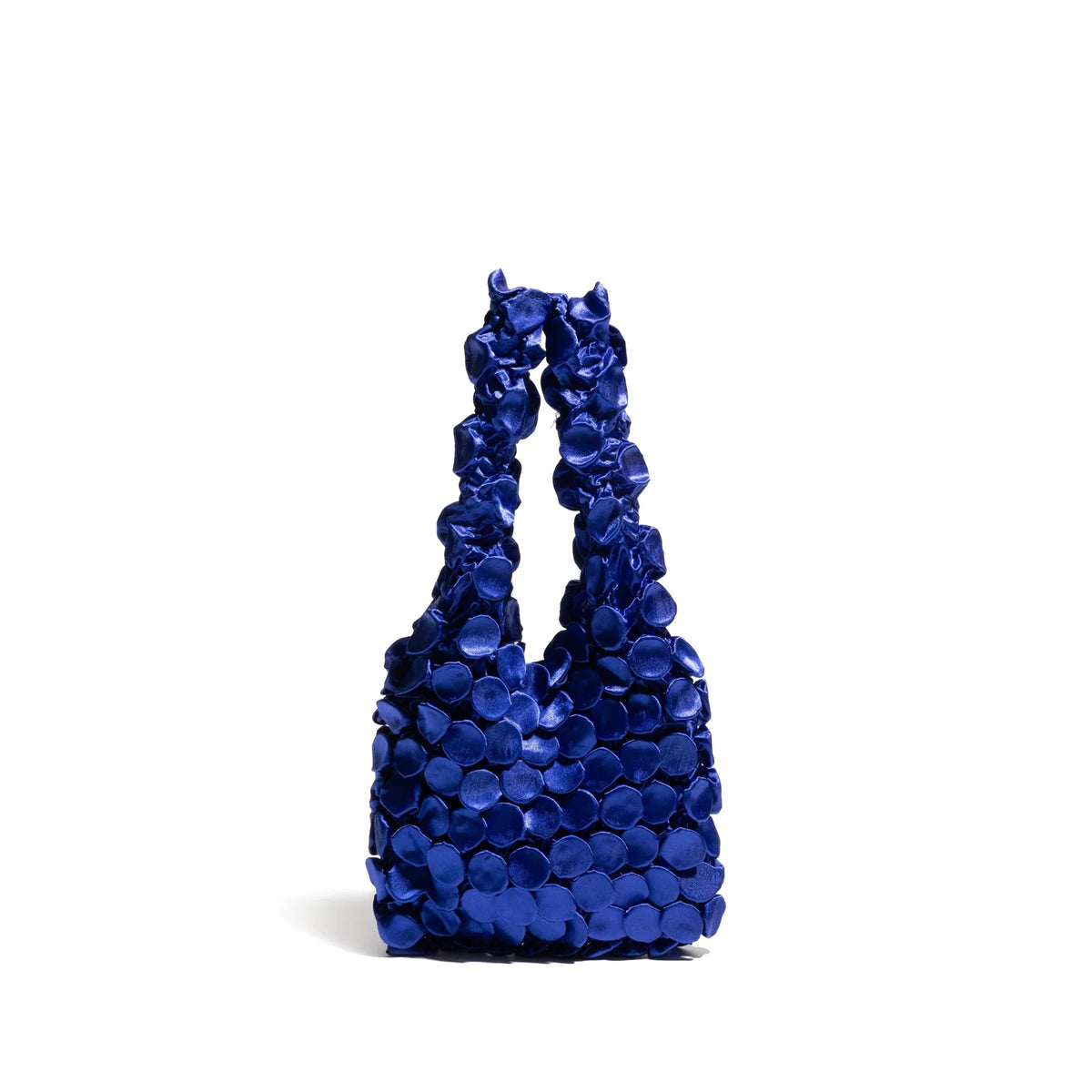 Women's Ruched Nylon Bubble Tote Bag in Navy Blue