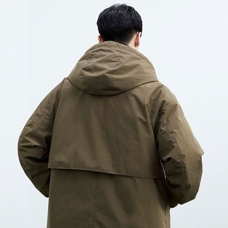 Men's Long Overcoat, Hooded Water Resistant Windbreaker Winter Jacket