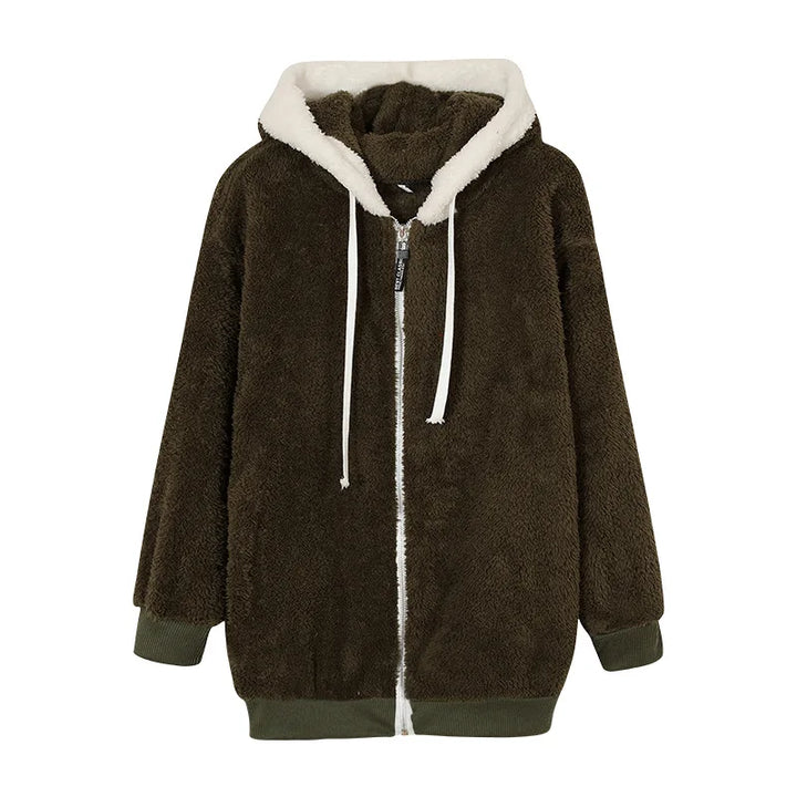 Women's Fleece Jacket, Hooded Full Zip Warm Winter Coat Plus Size
