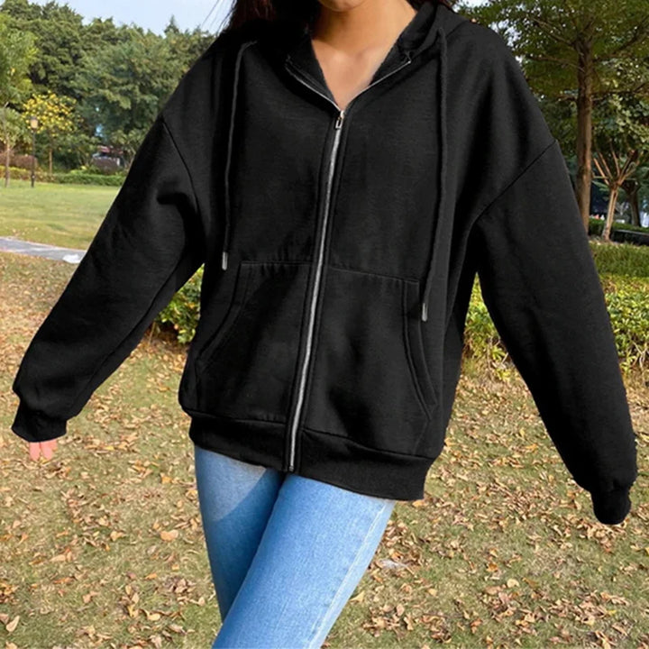 Women's Fleece Zip Up Hoodie, Drawstring Hooded Sweatshirt with Pockets
