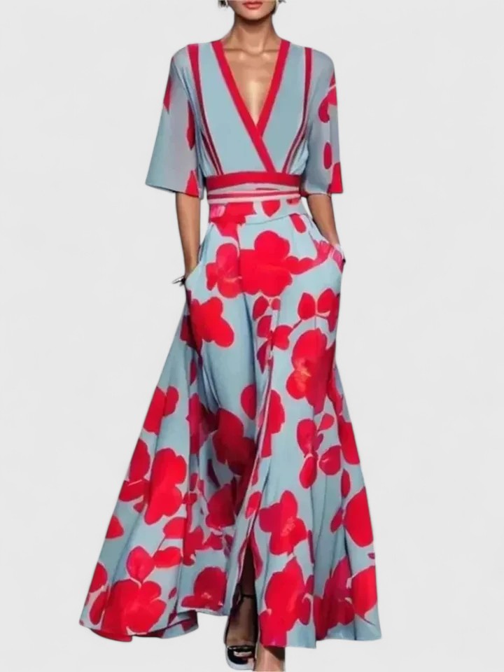 Women's Elegant Full-Length Maxi Occasion Dress in Red