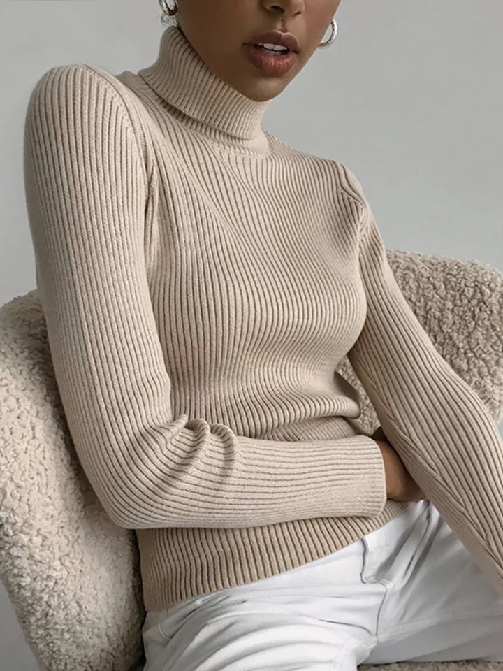 Women's Turtleneck Sweater, Soft Knit Long Sleeve Pullover Jumper