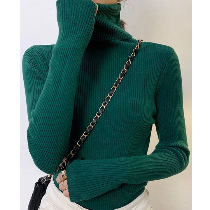 Women's Turtleneck Sweater, Soft Knit Long Sleeve Pullover Jumper