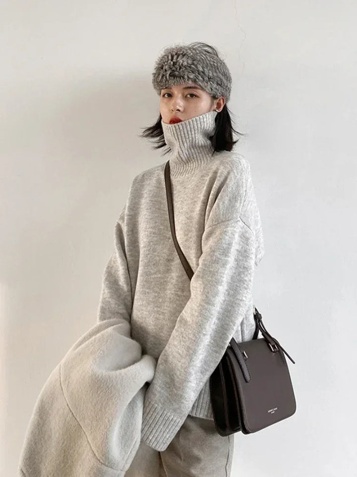 Women's Turtleneck Sweater, Loose Knit Warm Winter Pullover