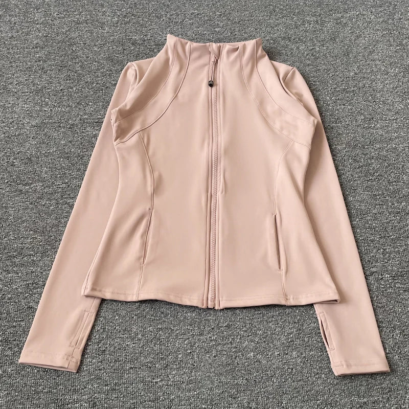 Women's Track Jacket, Quick Dry Zip Up Slim Fit Workout Top
