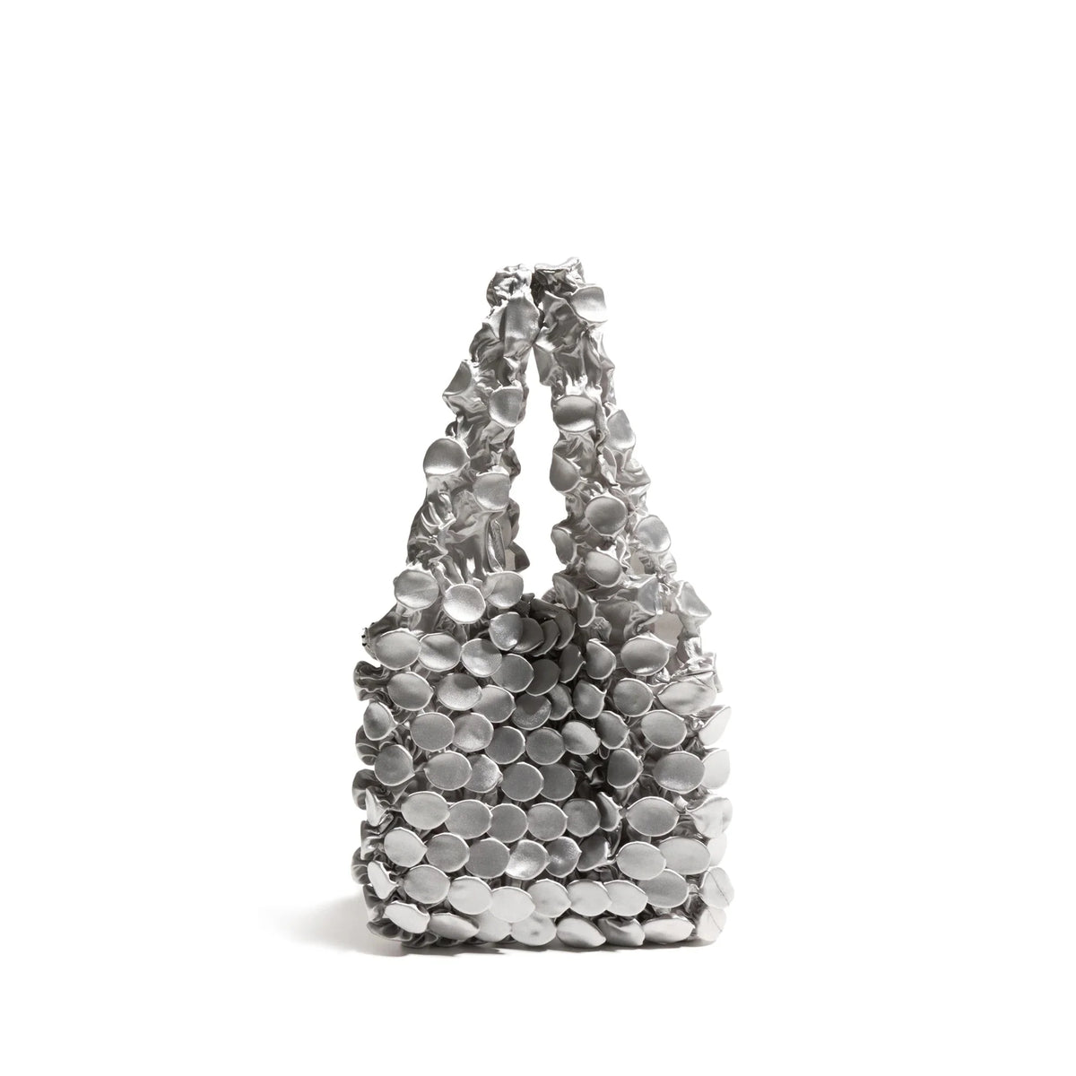 Women's Ruched Nylon Bubble Tote Bag in Gray