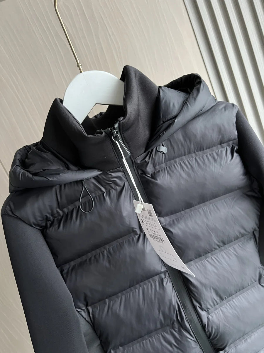 Women's Black Lightweight Hooded Puffer Jacket, view 3
