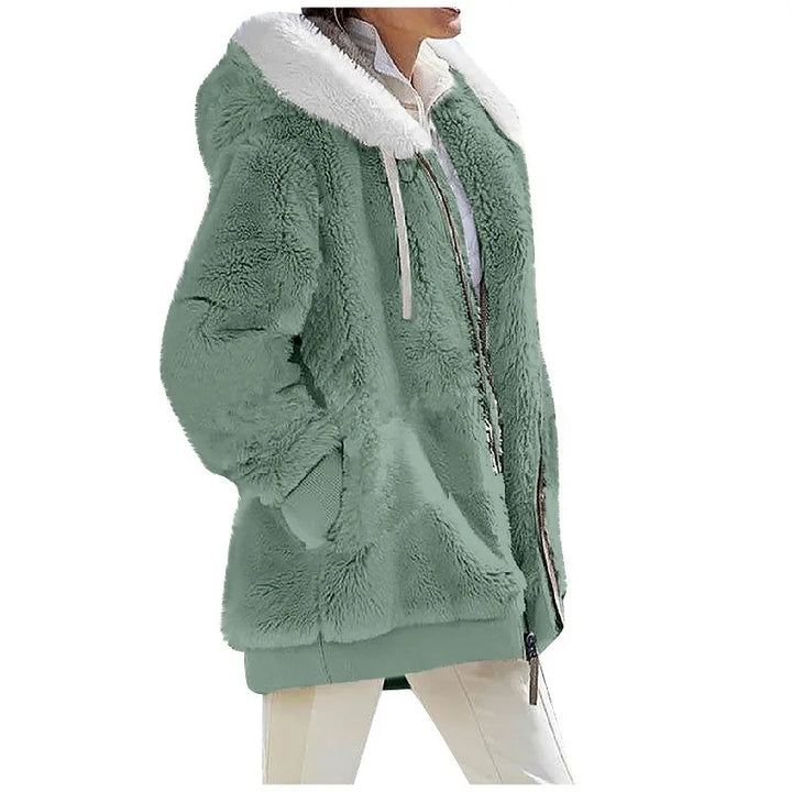 Women's Fleece Jacket, Hooded Full Zip Warm Winter Coat Plus Size