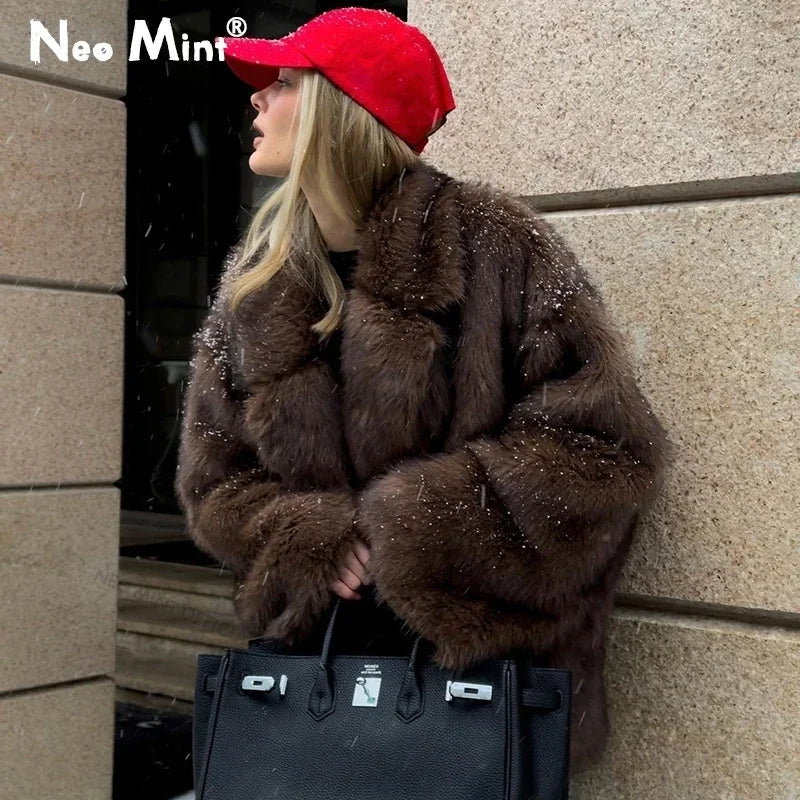 Women's Oversized Gradient Faux Fur Coat