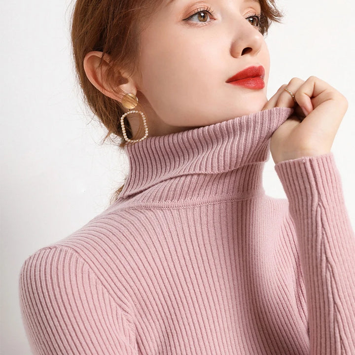 Women's Turtleneck Sweater, Soft Knit Long Sleeve Pullover Jumper