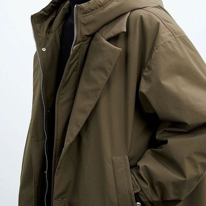 Men's Long Overcoat, Hooded Water Resistant Windbreaker Winter Jacket