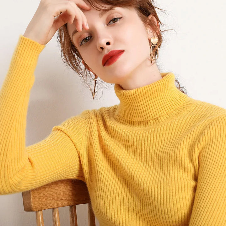 Women's Turtleneck Sweater, Soft Knit Long Sleeve Pullover Jumper