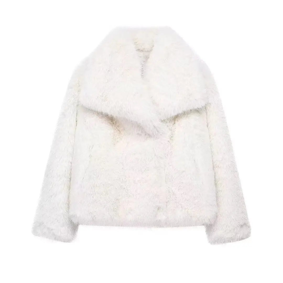 Women's Faux Leather Jacket, Fur Lined Stand Collar Winter Coat