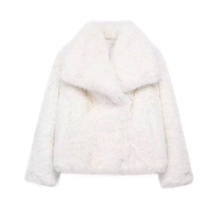 Women's Faux Leather Jacket, Fur Lined Stand Collar Winter Coat