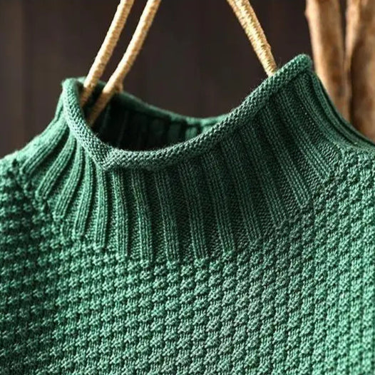 Women's Textured Knit Sweater with Ribbed Mock Neck, view 6
