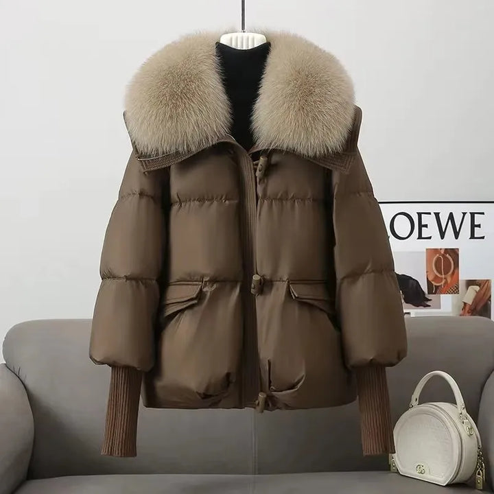 Women's Winter Parka Coat, Thick Fur Collar Hooded Long Puffer Jacket