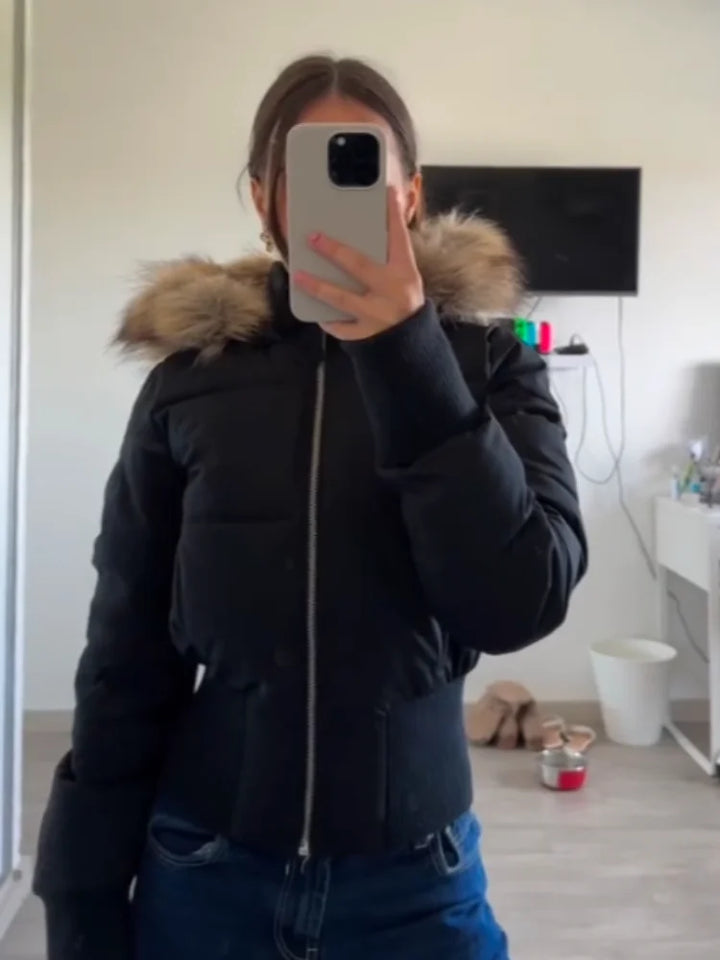 Women's Quilted Hooded Coat, Zip Up Padded Warm Winter Jacket