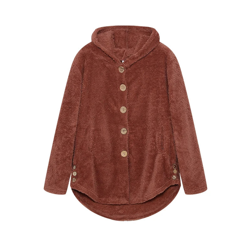 Women's Two Piece Set, Printed Pleated Shirt and Faux Fur Coat