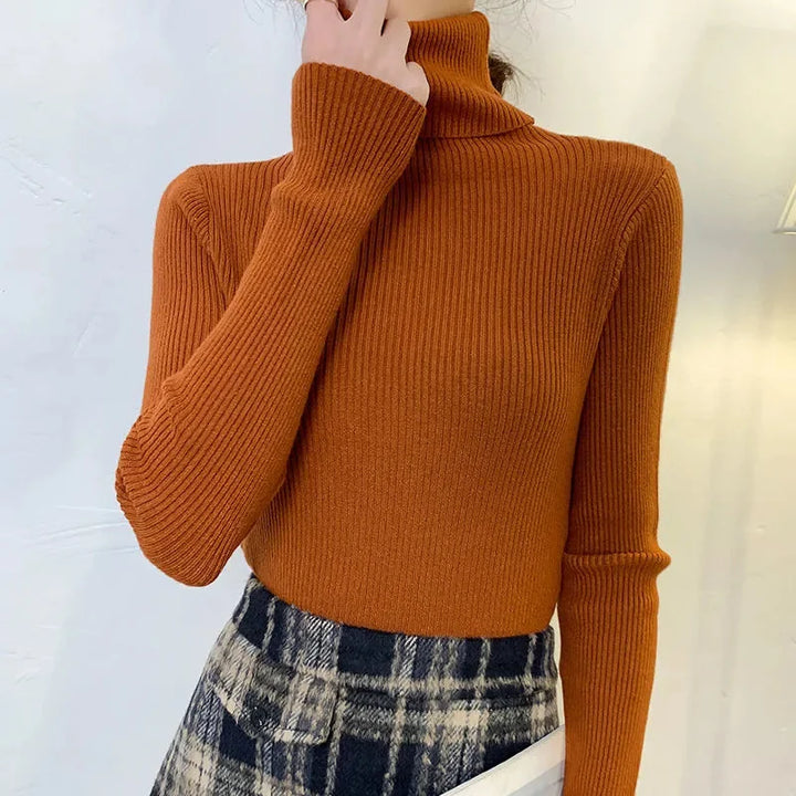 Women's Turtleneck Sweater, Soft Knit Long Sleeve Pullover Jumper