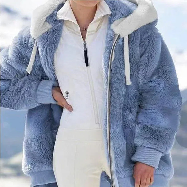 Women's Winter Coat, Hooded Zip Up Plaid Thick Warm Jacket