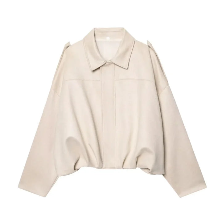 Women's Bomber Jacket, Faux Suede Zip Up Oversized Varsity Coat