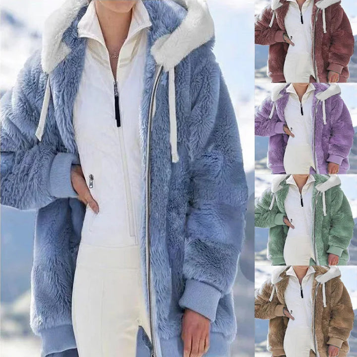 Women's Fleece Jacket, Hooded Full Zip Warm Winter Coat Plus Size