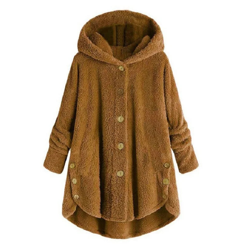 Women's Two-Piece Pleated Print Shirt and Faux Fur Coat Set, view 2