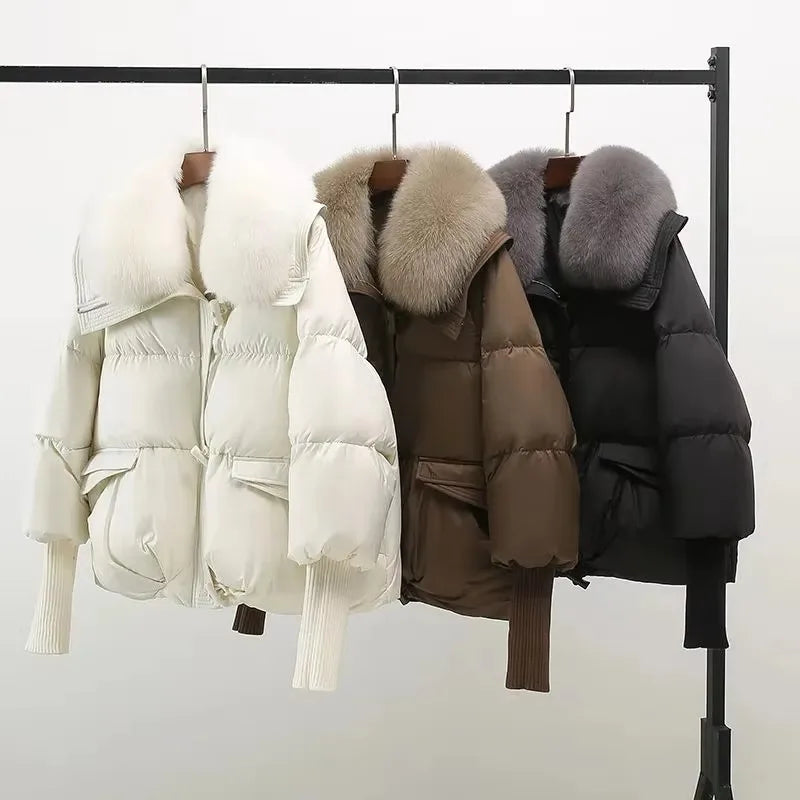 Women's Winter Parka Coat, Thick Fur Collar Hooded Long Puffer Jacket