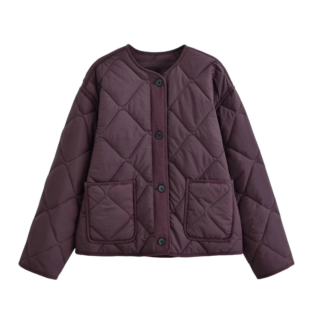 Women's Short Jacket, Collarless Button Front Casual Fall Coat