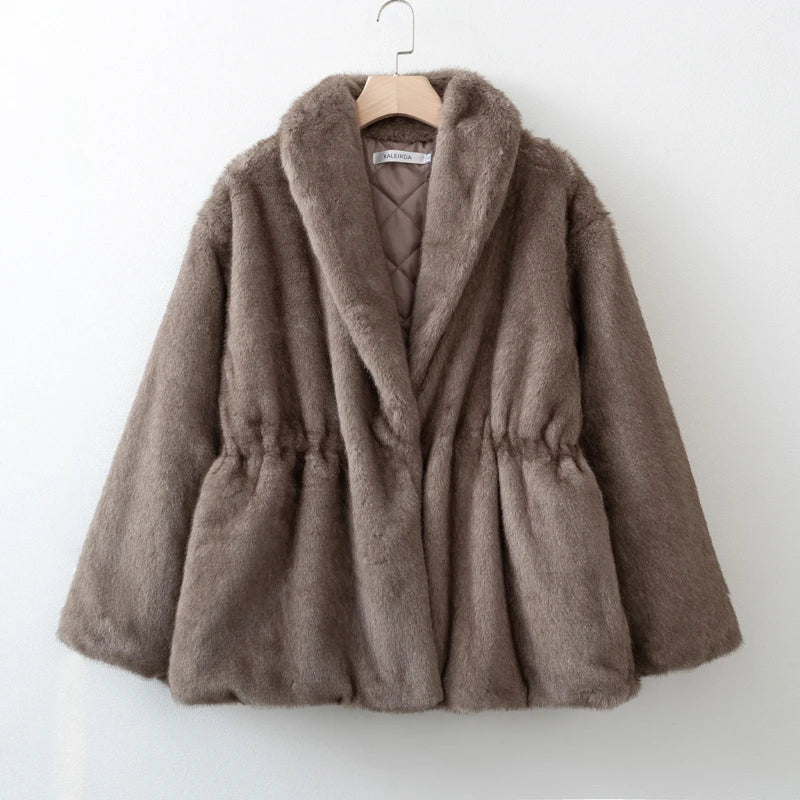 Women's Faux Fur Coat, Soft Fluffy Warm Winter Overcoat