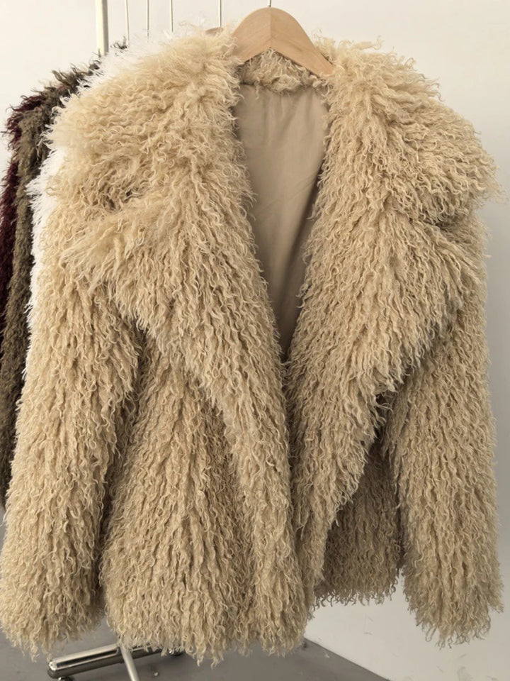 Women's Faux Fur Jacket, Long Sleeve Thick Warm Fluffy Coat