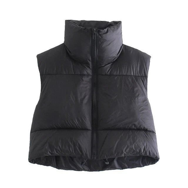 Women's Quilted Vest, Sleeveless Stand Collar Warm Padded Gilet